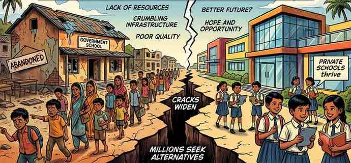 THE TWO INDIAS: CRACKS WIDEN IN EDUCATION SYSTEM AS MILLIONS ABANDON GOVERNMENT SCHOOLS